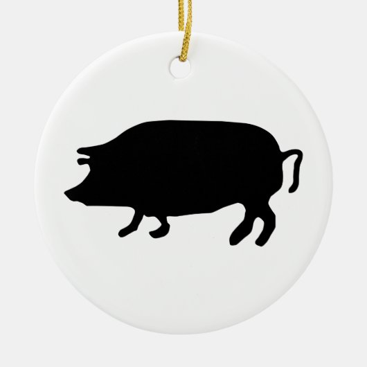 Pig Silhouette Keramisch Ornament (Voorkant)