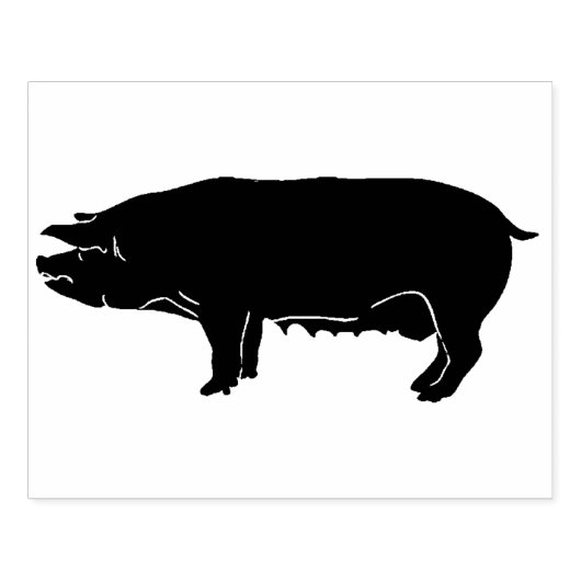 pig Silhouette met linkerkunststempel Rubberstempel (Afrduk)