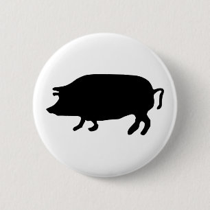 Pig Silhouette Ronde Button 5,7 Cm