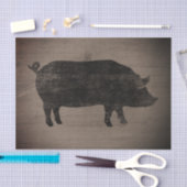 Pig Silhouette Rustic Style Weathered Wood Land Tissuepapier (Craft)