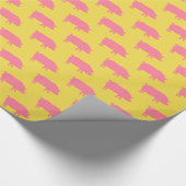 Pig Silhouettes Patroonroze en geel Cadeaupapier (Hoek)