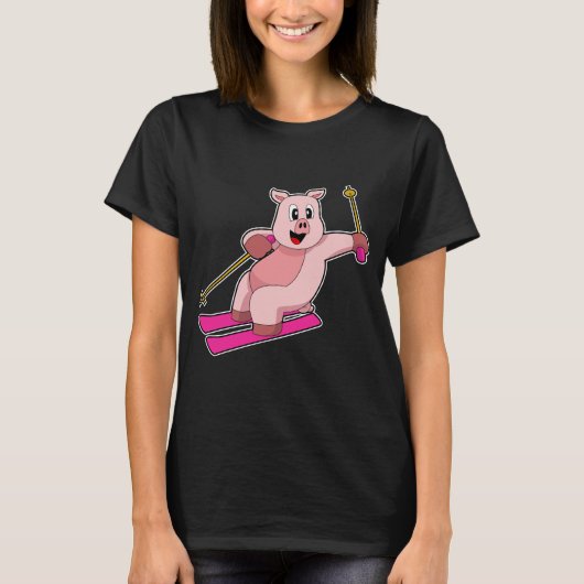 Pig Skier Ski T-shirt (Voorkant)