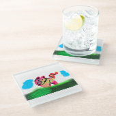 Pig spring  glazen onderzetter (Schuin)