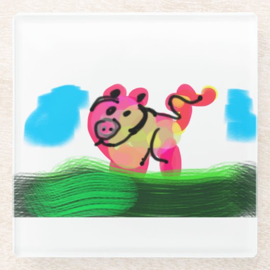 Pig spring  glazen onderzetter (Voorkant)