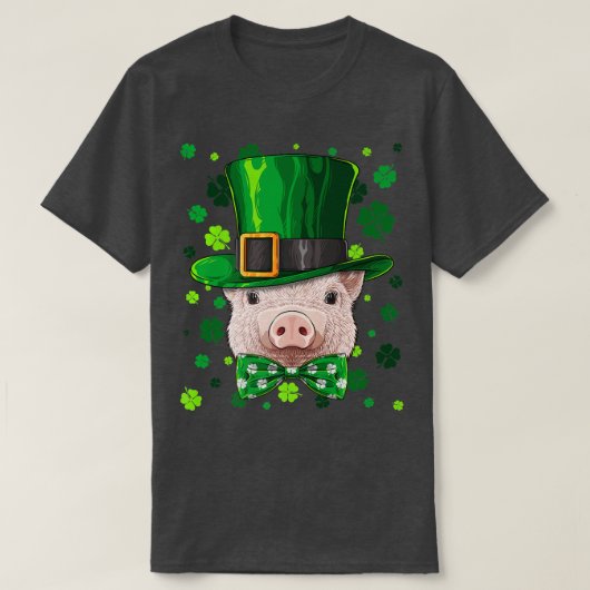 Pig St Patricks Day Animal Leprechaun Hat Shamrock T-shirt (Design voorkant)