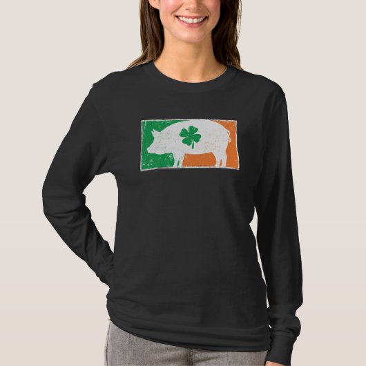 Pig St Patrick's Day Irish Flag C Distressed T-shirt (Voorkant)