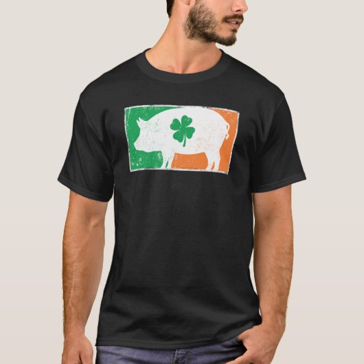 Pig St Patrick's Day Irish Flag C Distressed T-shirt (Voorkant)