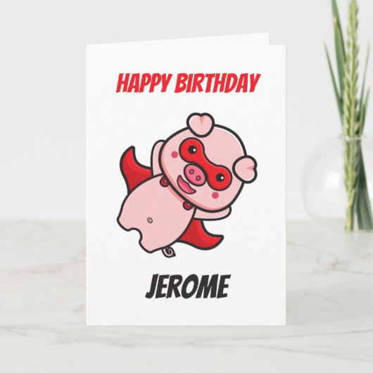 Pig superheld kinder superheld verjaardagskaarten feestdagen kaart (Voorkant)