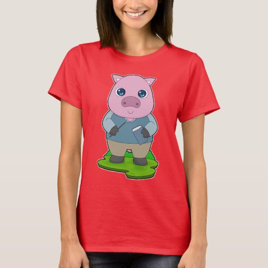 Pig Teacher Book T-shirt (Voorkant)