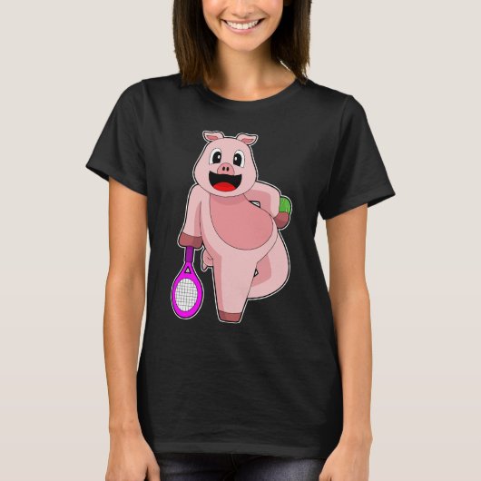 Pig Tennis racket Sport T-shirt (Voorkant)