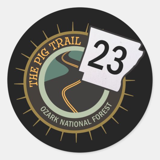 Pig Trail Highway 23 Arkansas Motorcycle Road Ronde Sticker (Voorkant)