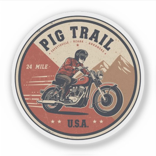 Pig Trail Scenic Byway Arkansas motorfiets geschen Sticker (Voorkant)