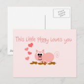 Pig Valentine's Day Postcard Feestdagenkaart (Voorkant / Achterkant)
