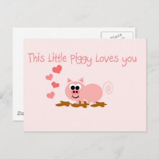 Pig Valentine's Day Postcard Feestdagenkaart (Voorkant / Achterkant)