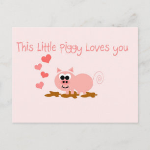 Pig Valentine's Day Postcard Feestdagenkaart
