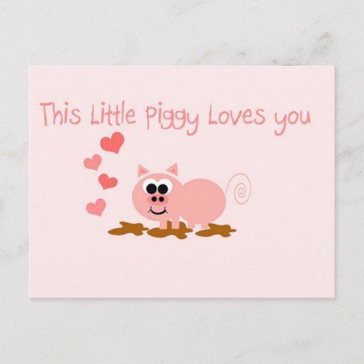Pig Valentine's Day Postcard Feestdagenkaart (Voorkant)