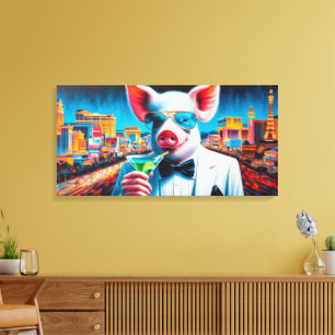 PIG-VEGAS NACHTLEVEN 2 CANVAS AFDRUK