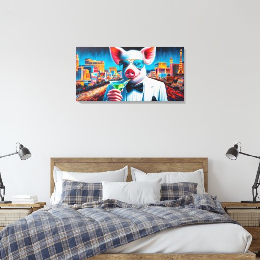 PIG-VEGAS NACHTLEVEN 2 CANVAS AFDRUK (Insitu (Slaapkamer))