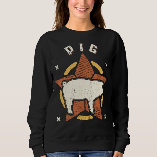 Pig Vintage Retro Classic Animal Trui (Voorkant)