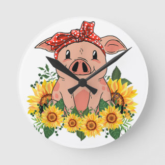 Pig-wandklok Art Home Decor PigLover Ronde Klok