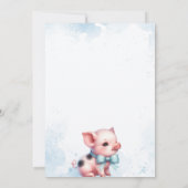 Pig with Bow Blue Boy Baby shower Uitnodiging (Achterkant)
