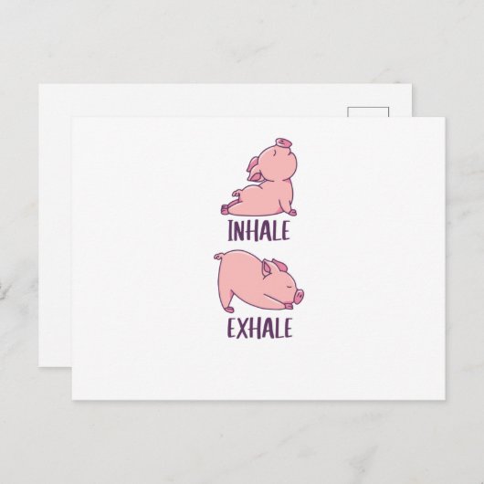 Pig Yoga Cute Pigs Doing Sport inhale exhale Briefkaart (Voorkant / Achterkant)
