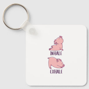 Pig Yoga Cute Pigs Doing Sport inhale exhale Sleutelhanger