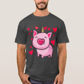 Pigacorn Unicorn Pig Lovers Valentijnse T-shirt (Voorkant)