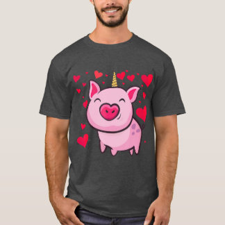 Pigacorn Unicorn Pig Lovers Valentijnse T-shirt