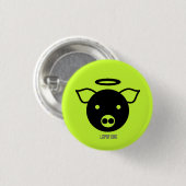 PiGcasso Art Exhibit - Angel Piggy Ronde Button 3,2 Cm (Voorkant /achterkant)