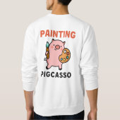 Pigcasso Cute Painting Pig Cartoon Art Trui (Achterkant)