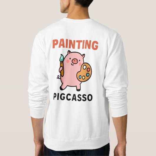 Pigcasso Cute Painting Pig Cartoon Art Trui (Achterkant)