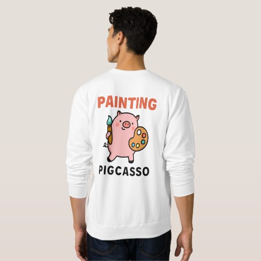 Pigcasso Cute Painting Pig Cartoon Art Trui (Achterkant volledig)