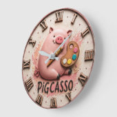 Pigcasso Funny Artist Pig Grote Klok (Hoek)