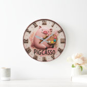 Pigcasso Funny Artist Pig Grote Klok (Huis)