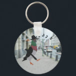 Pigeon About Town Funny Keychain<br><div class="desc">This keychain features my cartoon style image of a dapper Pigeon wearing a hat, whistling a merry tune and carrying an umbrella, walking along an urban street.</div>