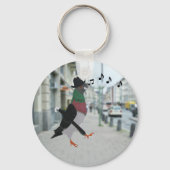 Pigeon About Town Funny Sleutelhanger (Achterkant)