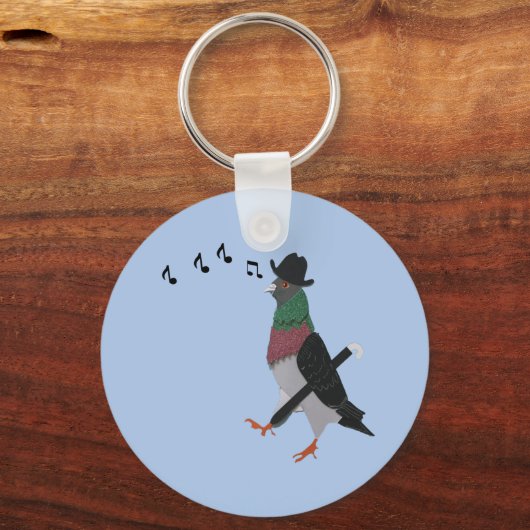 Pigeon About Town Funny Sleutelhanger (Achterkant)