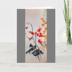 Pigeon and Autumn Grass, Watanabe Seitei Kaart