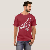 Pigeon Bird Badge Patch Line Art Icon Outline T-shirt (Voorkant volledig)