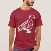 Pigeon Bird Badge Patch Line Art Icon Outline T-shirt (Voorkant)