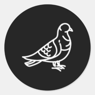 Pigeon Bird Badge Patch Line icoon overzicht Ronde Sticker