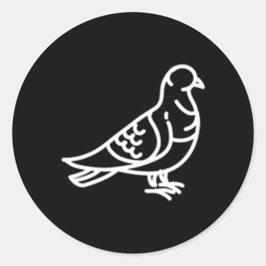 Pigeon Bird Badge Patch Line icoon overzicht Ronde Sticker (Voorkant)
