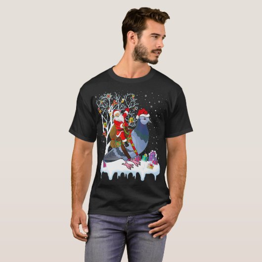 Pigeon Bird Lover Xmas Gift Santa Riding Pigeon Ch T-shirt (Voorkant volledig)