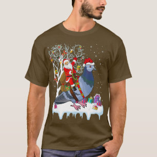 Pigeon Bird Lover Xmas Gift Santa Riding Pigeon T-shirt