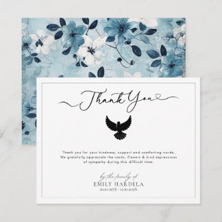 Pigeon Blue Floral Funeral Dank je wel kaart
