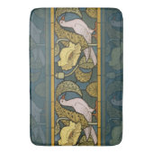 Pigeon Blue Yellow Fish Art Nouveau Badmat (Voorkant Verticaal)