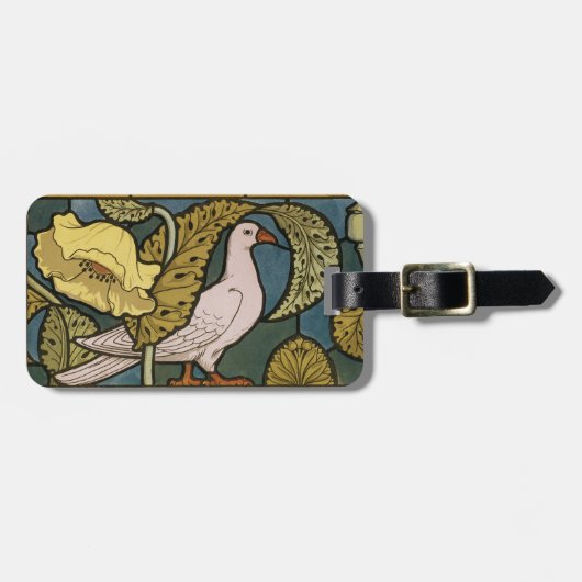 Pigeon Blue Yellow Fish Art Nouveau Bagagelabel (Voorkant horizontaal)