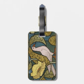 Pigeon Blue Yellow Fish Art Nouveau Bagagelabel (Achterkant verticaal)