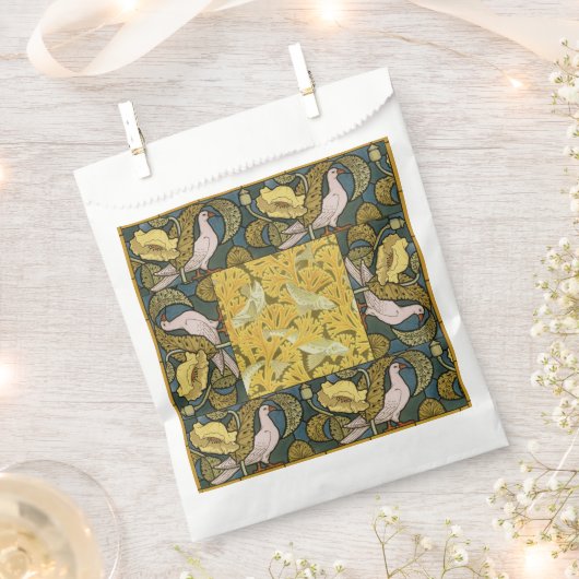 Pigeon Blue Yellow Fish Art Nouveau Bedankzakje (Geknipt)